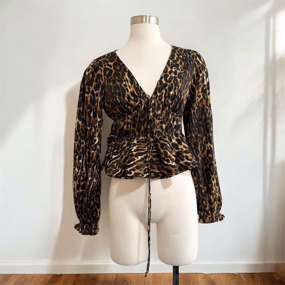 Live 4 Truth Leopard Top Blouse Tunic Cheetah Medium Poet Ruched